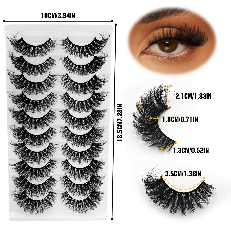 30 Pairs of Slender Imitation Mink Eyelashes, Fluffy Handmade False Eyelash Strips, Natural and Beautiful Softness, Super Soft Stem D Curve, 10-Pair Pack Luxury Cat Eye Lashes Best Gift for Halloween, Valentine's Day Birthday
