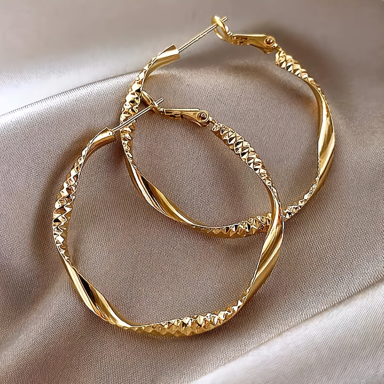 Delicate Silky Texture Design Women's Earrings, Elegant Jewelry, Holiday Party Gifts