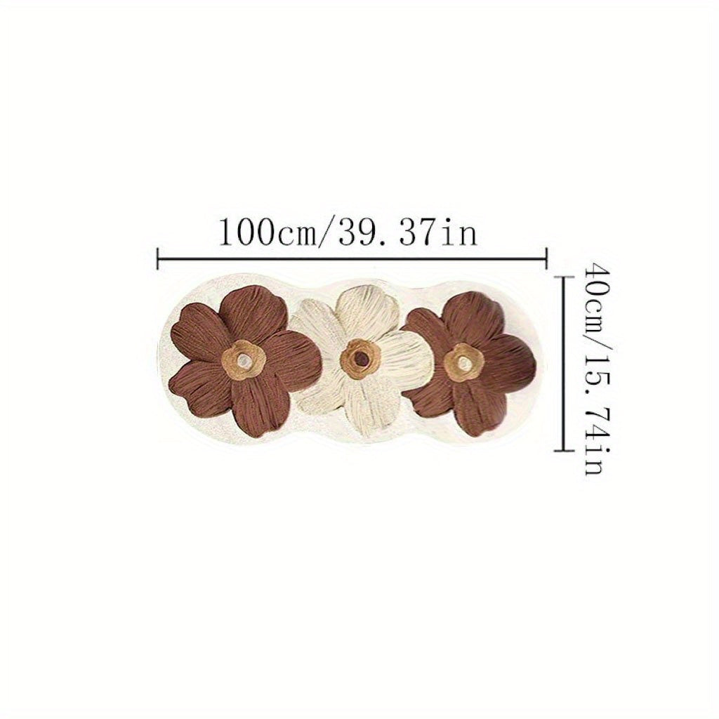 1000g 10mm Polyester Fluffy Floral Area Rug for Bedroom, Indoor Use, Machine Washable, Non Slip, Irregular Shape