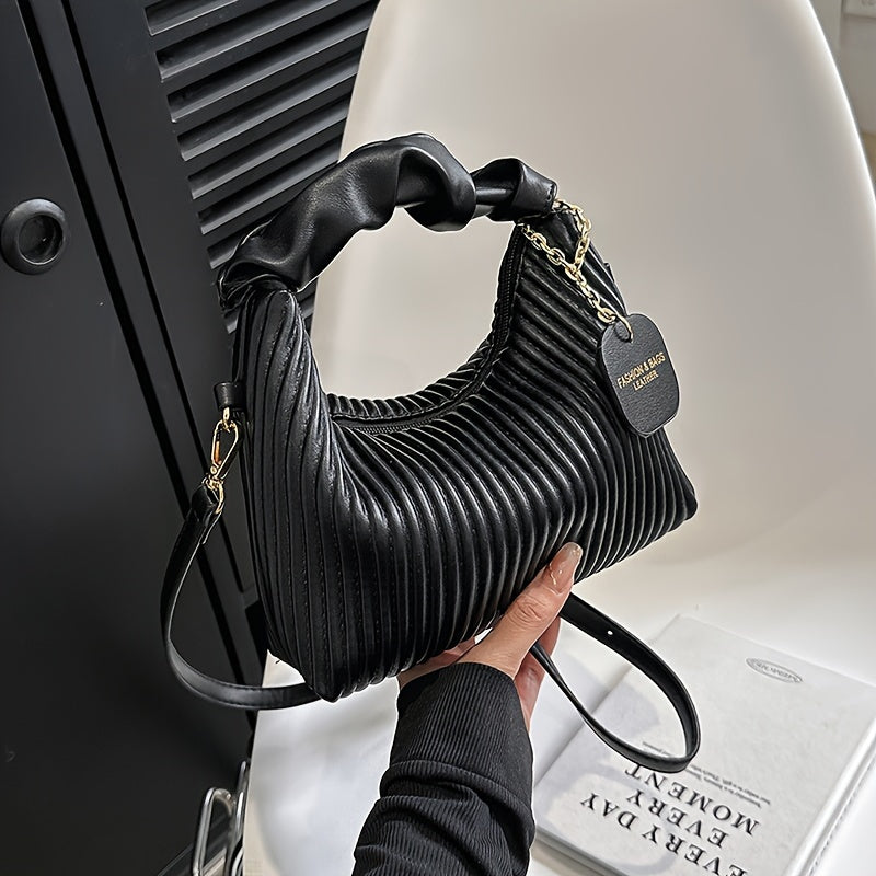 Luxurious Pleated Clutch Evening Bag - Elegant PU Leather Purse with Versatile Shoulder Strap, Detachable Chain, and Magnetic Closure for Party, Wedding, and Formal Occasions - Perfect Accessory for Women's Fashion