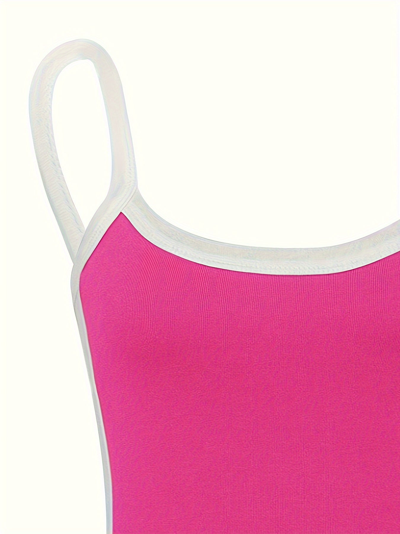 1pc Women'S Summer Solid Color Round Neck Tank Top, Polyester Knit Camisole with Shoulder Straps, Young Style Sleeveless Shirt