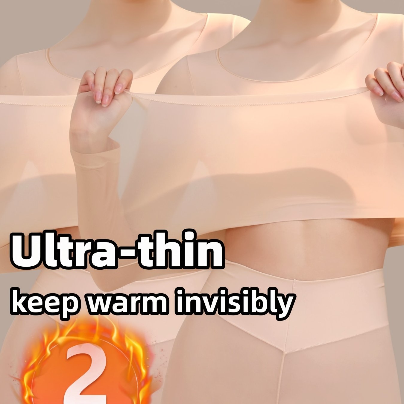 Set of 2 High-Elastic Ultra-Thin Base Layer Tops, Lightweight And Form-Fitting, Warm for Autumn And Winter, Long-Sleeve Women'S Thermal Underwear.