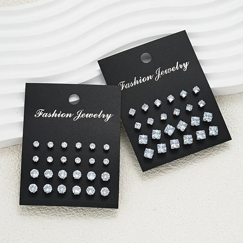 Set Of 48pcs Of Stylish And Classic Earrings With Simple Style, Embedded With Rhinestones, Suitable For Daily Wear, Parties, And Gifts.