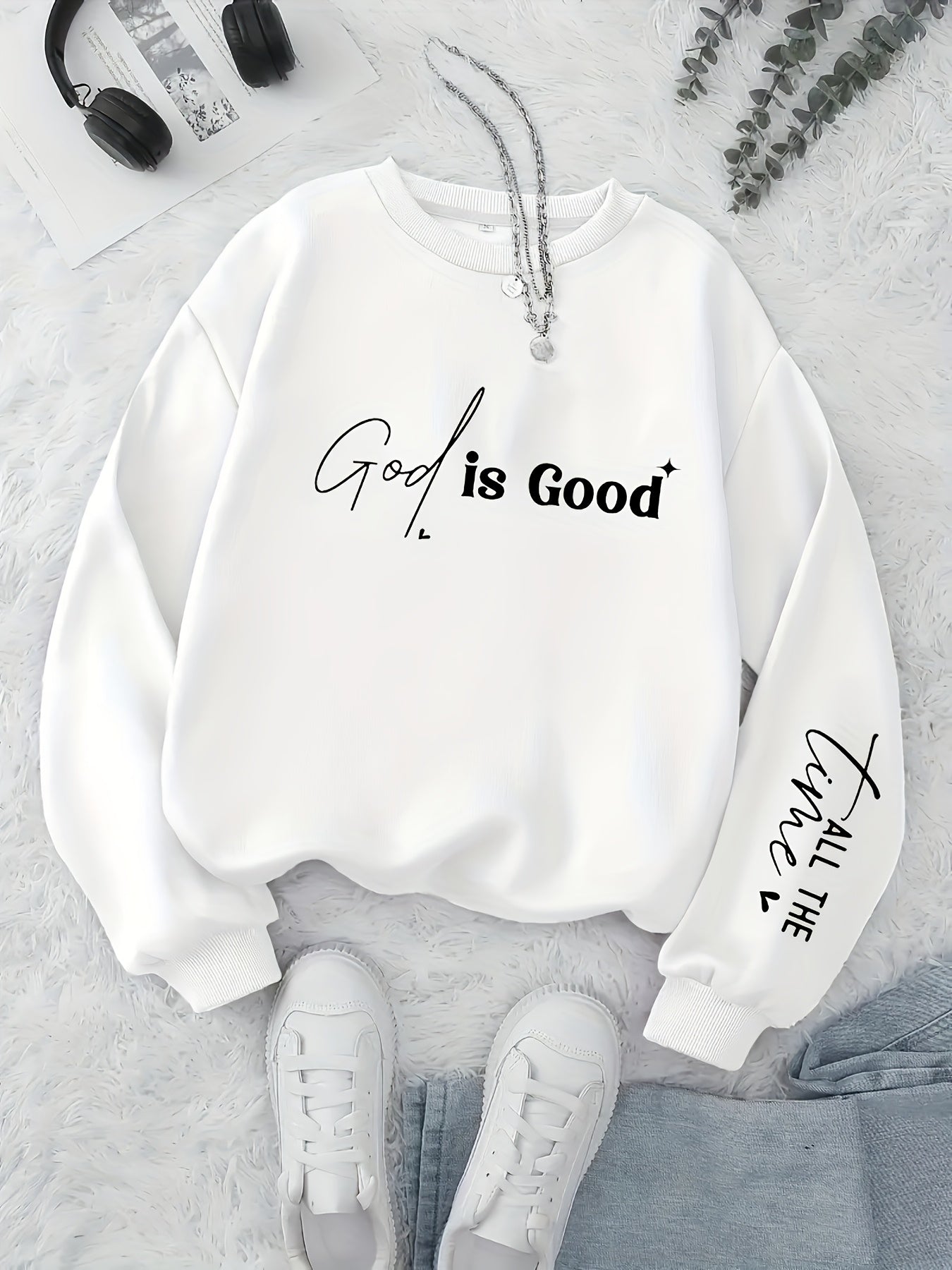 Women's Casual Pullover Hoodie – Solid Color, Crew Neck, Soft Knit Fabric, Perfect for Fall & Winter