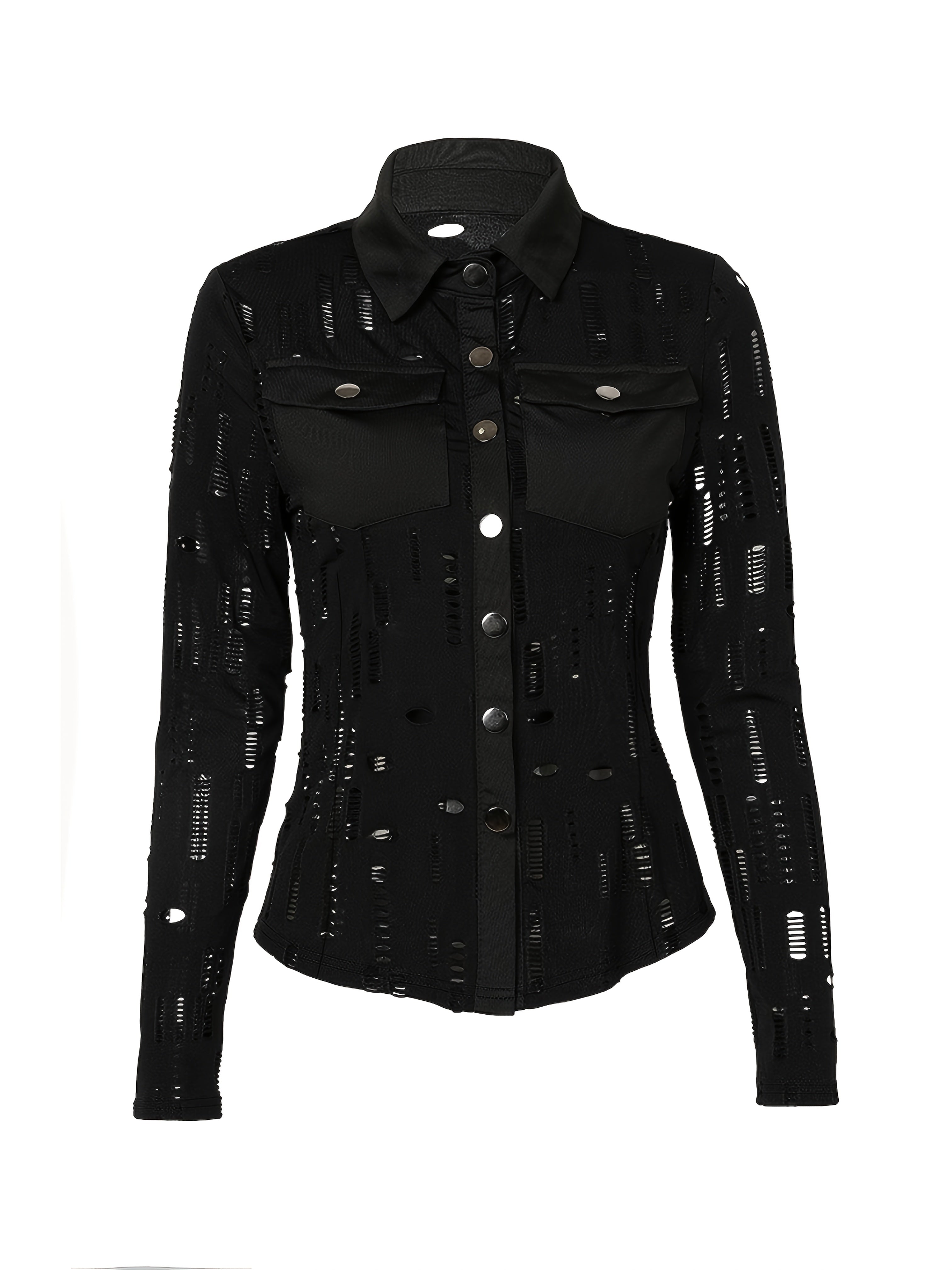 Fashionable Women'S Knit Top with Lapel Collar, Sexy Style, All Seasons, Solid Color, Pocket Detail, Regular Length, Polyester Material