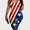Flag Print Tank Slim Dress, Casual Sleeveless Bodycon Dress For Spring & Summer, Women's Clothing
