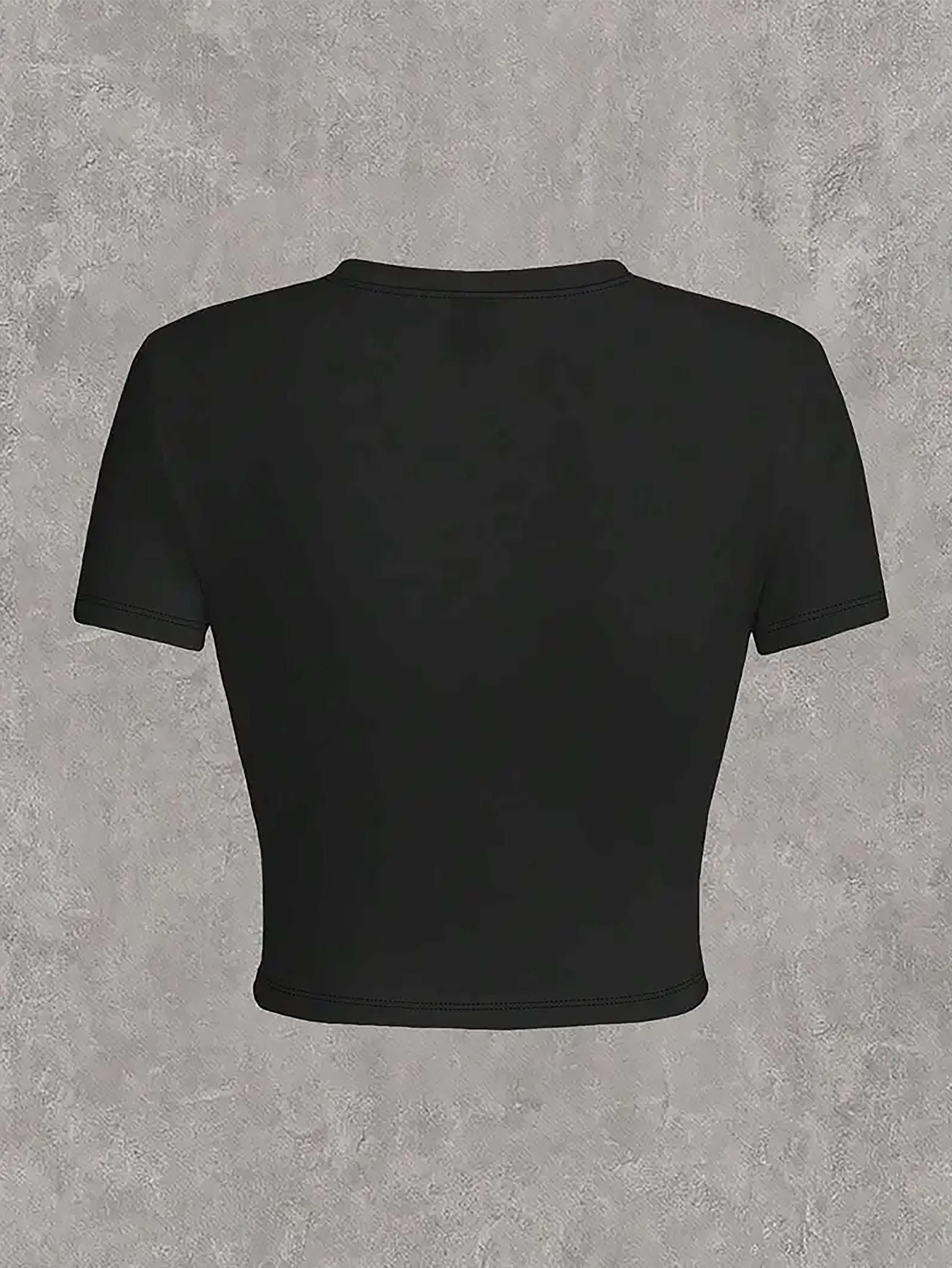 Women'S Y2K-Inspired "Chocolate" Graphic Tee - Black Short Sleeve Crew Neck T-Shirt with Playful Design, Perfect for Spring & Summer, Casual Wear|Chocolate Theme|Short Sleeve Shirt