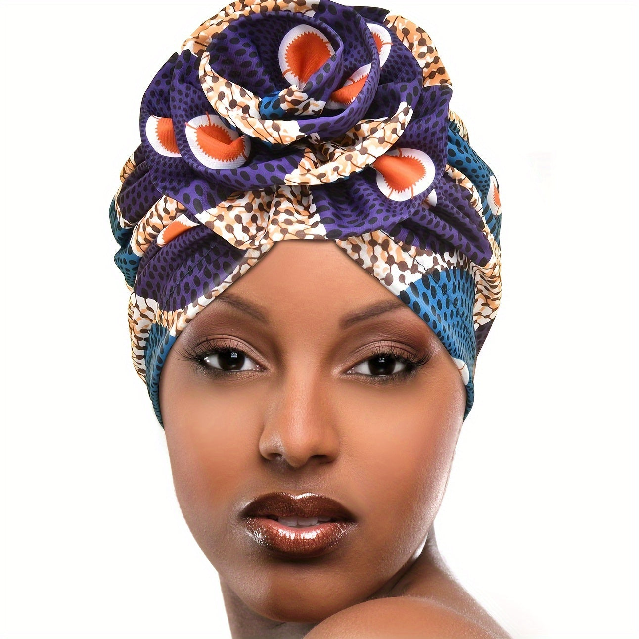 Elegant Women's Floral Turban Headwrap: Vibrant Colors, Soft Polyester Fabric, and Comfortable Elastic Design for a Chic Look