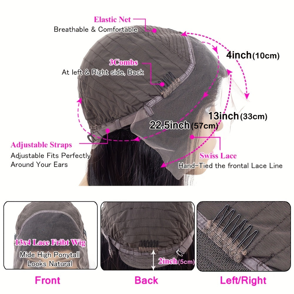 Elegant Body Wave Short Bob Wig - 13x4 Transparent Lace Front, 180% Density Brazilian Remy Human Hair Wigs for Women, Natural Look & Versatile Styling, Suitable for All Ethnicities, Short Hair Wig