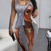 Vibrant Figure-Hugging Square Neck Tank Dress - Soft Dacron & Spandex Blend, Mid-Elastic, Machine Washable, Portrait Print, Young Style, Customized Bodycon Dress for Women - Perfect for Spring/Summer Season