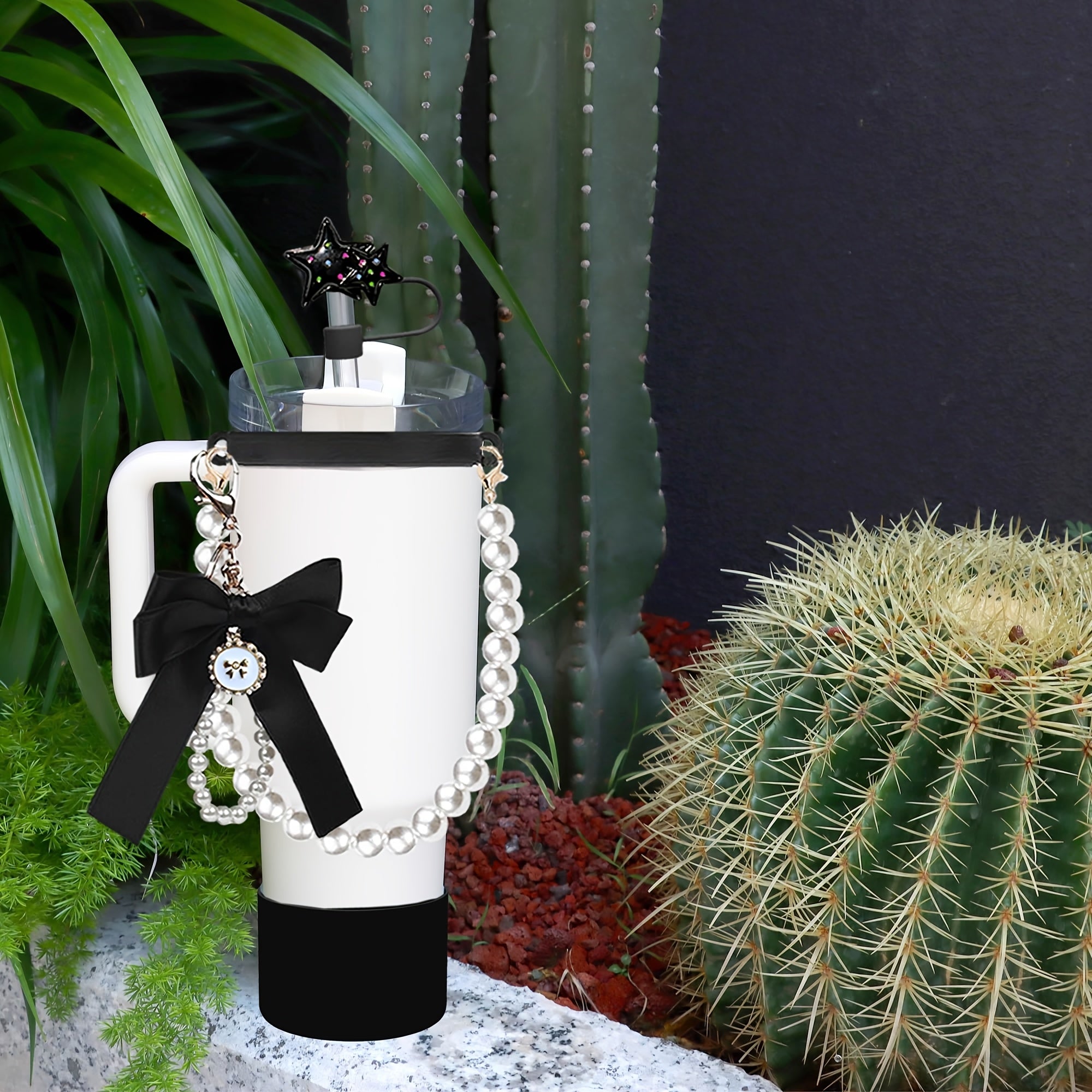 5pcs Tumbler Accessory Kit: Pearl Strap, Bow Keychain, Silicone Boot & Star Straw Cover - Compatible with 40oz & 30oz ST Cups - For Tumbler Enthusiasts - Perfect Gift for Birthdays & Holidays