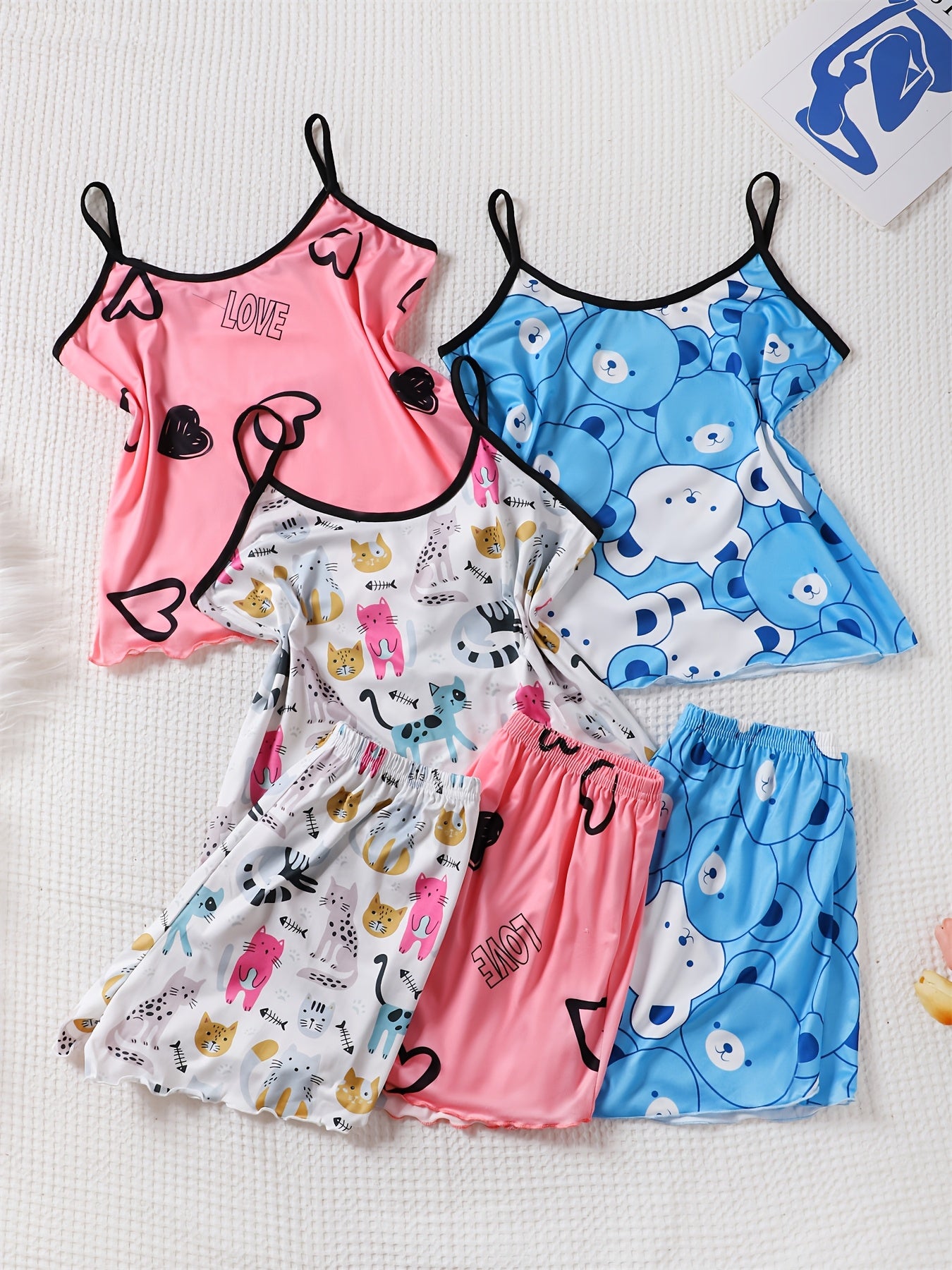 6pcs Women's Garter Shorts Set Sexy Pajamas