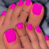 24pcs Hot Pink Toe Press-On Nail Set - Vibrant, Waterproof & Reusable, Perfect for Summer, Beach Vacations & Daily Wear; Includes Jelly Glue & Nail File for a Bold, Eye-Catching Pedicure That Truly Pops!