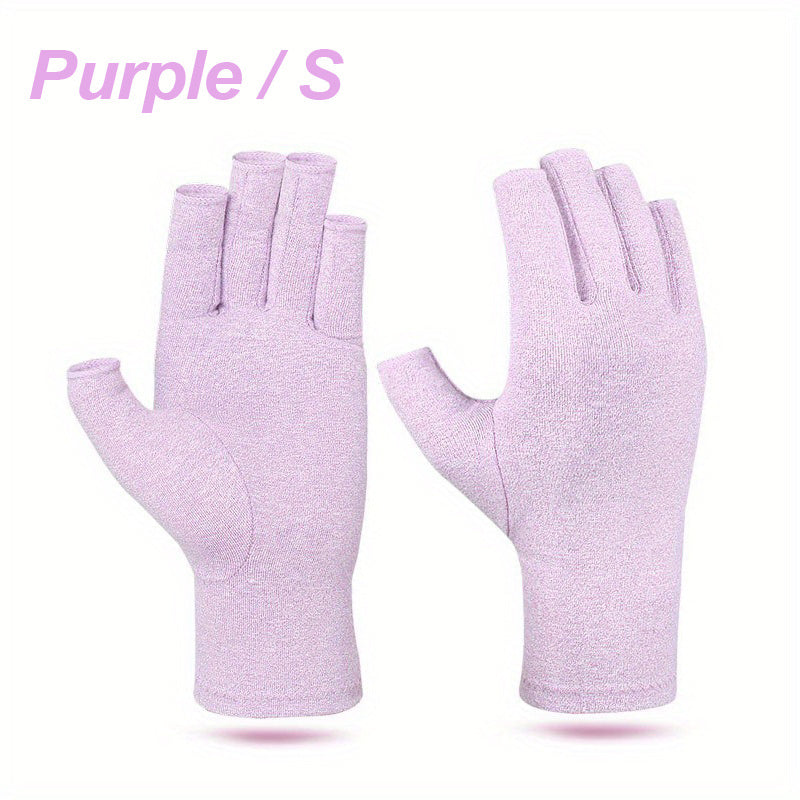 1Pair Fingerless Compression Gloves For Women & Men, Hand Joint Wraps, Sports Hand Support Thumb Gloves For Typing, Daily Work, Hand Care - Open Finger Fit