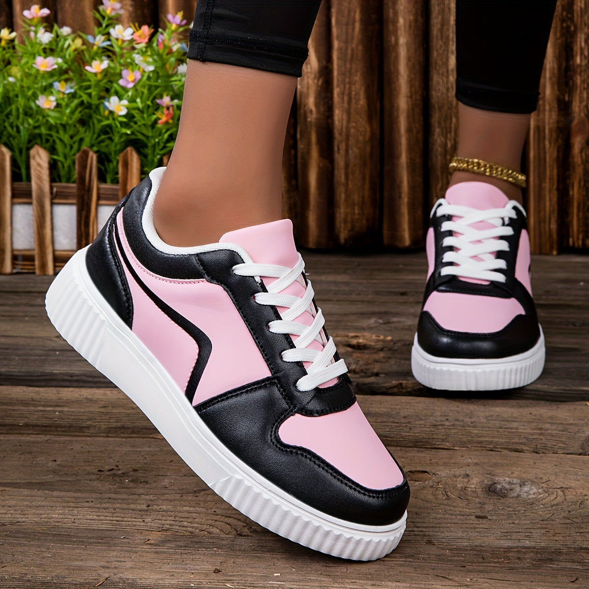 Women's Fashion Sneakers Lightweight Casual Athletic Running Shoes with Stripes, Lace-Up Low Top with EVA Sole and Fabric Insole – Machine Washable