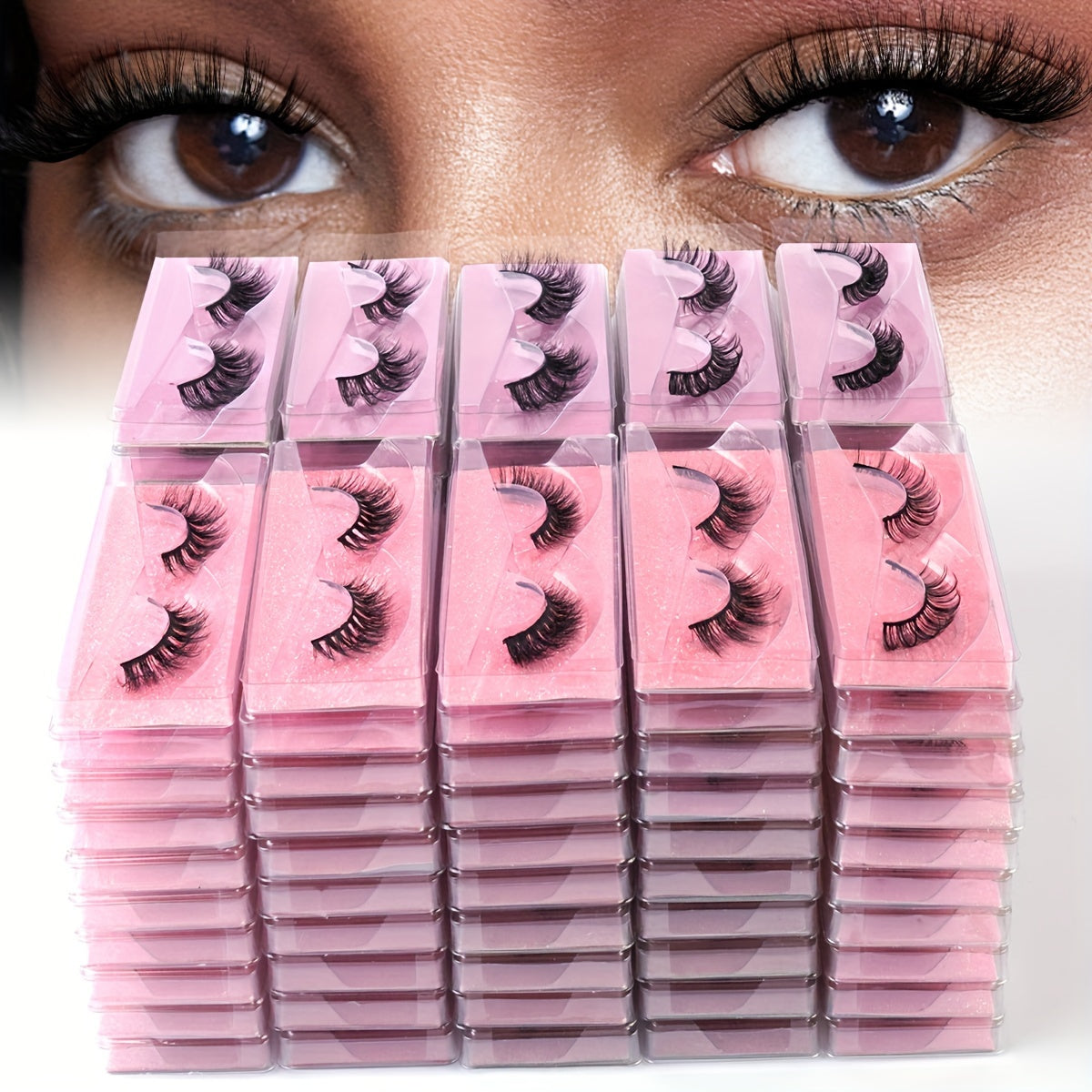 100 Pairs of 3D Mink False Eyelashes Set - Natural, Lengthy, Fluffy, Curled, Dense Multi-Style Mixed Lengths for Daily Travel, Portable Cat Eye Eyelash Extension