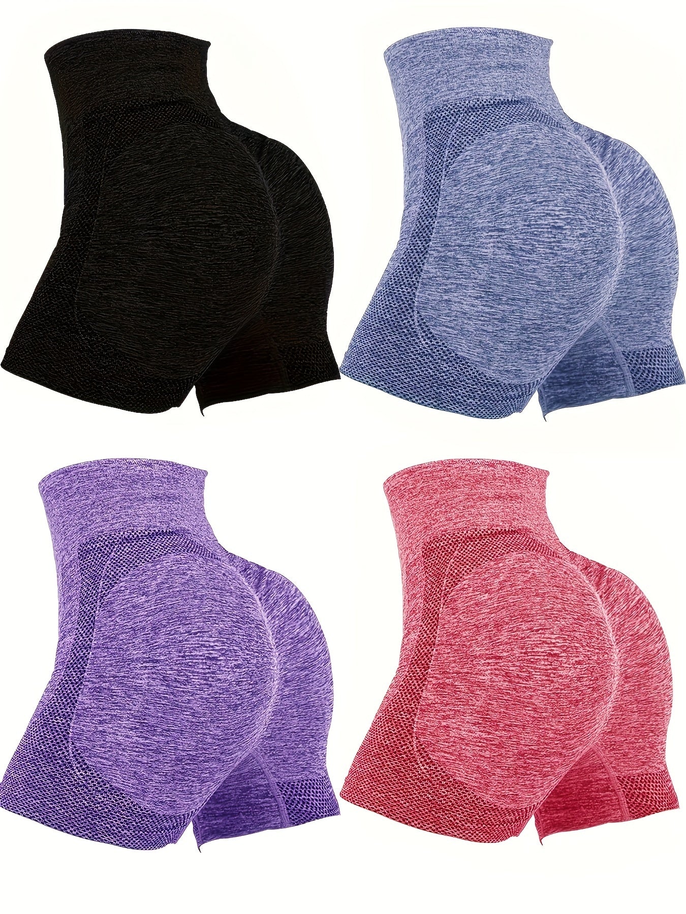 4-Pack High-Waisted Boyshorts - Tummy Control, Butt Lifting, Breathable, Sweat-Wicking Compression Shorts With Elegant Style And Assorted Solid Colors - For Women - Perfect for Yoga, Gym, and Everyday Wear - Great Gift for Fi