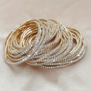 12pcs set of sparkling rhinestone tennis bracelets - elastic, elegant and versatile, suitable for daily dress up or party, ideal gift for lovers, sisters, mothers