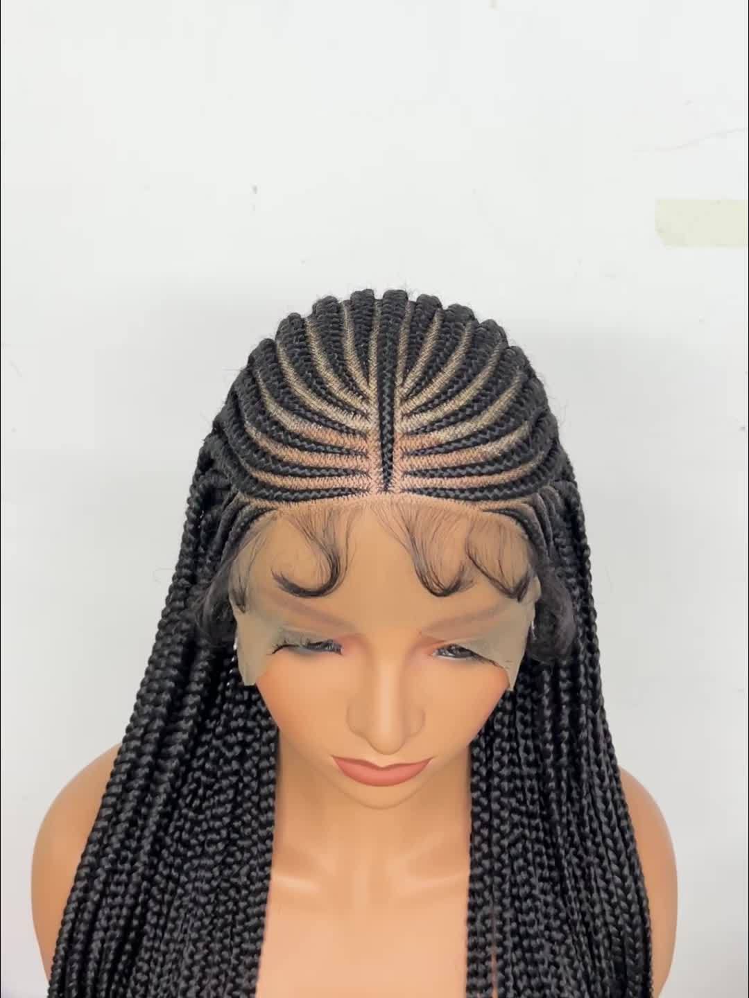 36 Inch Conrow Braided Wigs Lace Front Braided Wigs For Women Lace Braided Wigs Box Braid Wig Blended Handmade Braided Lace Front Wigs