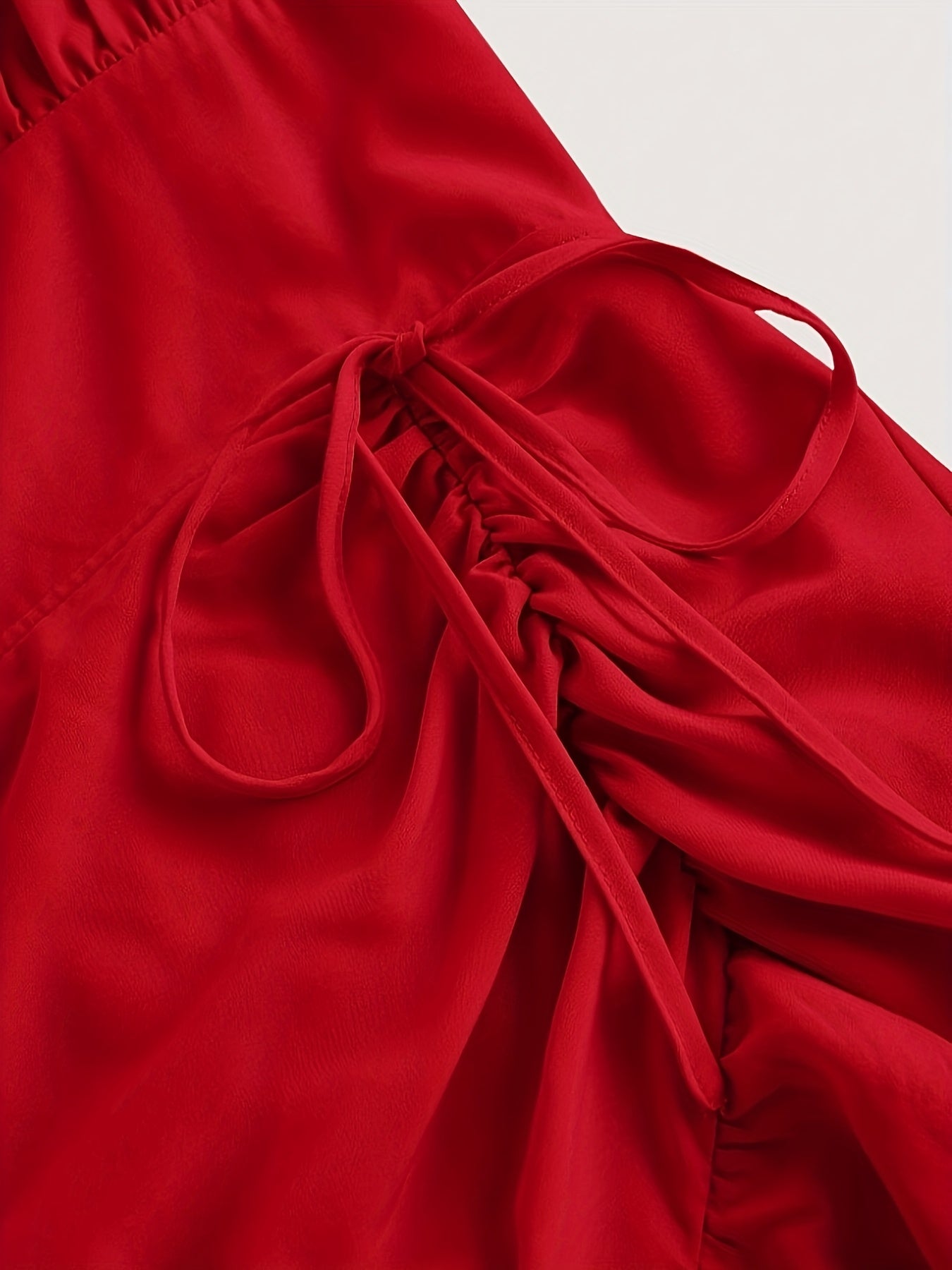 Elegant Asymmetrical Polyester Dress for Women | Sleeveless with Ruffled Layers & Lace-Up Detail | Smooth Texture, Non-Stretch Fabric | Machine Washable | Perfect for Spring/Summer Casual Wear, Cute Dresses