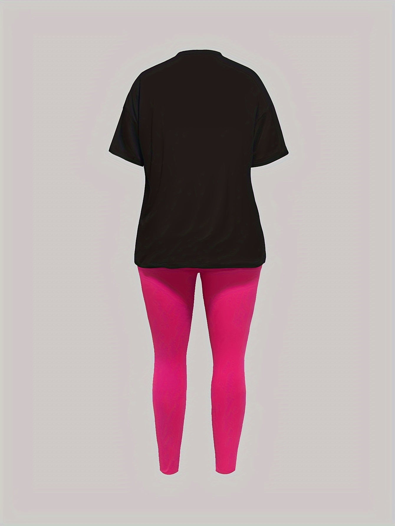 love graphic print two piece set, short sleeves T-shirt & Leggings, Women's clothing