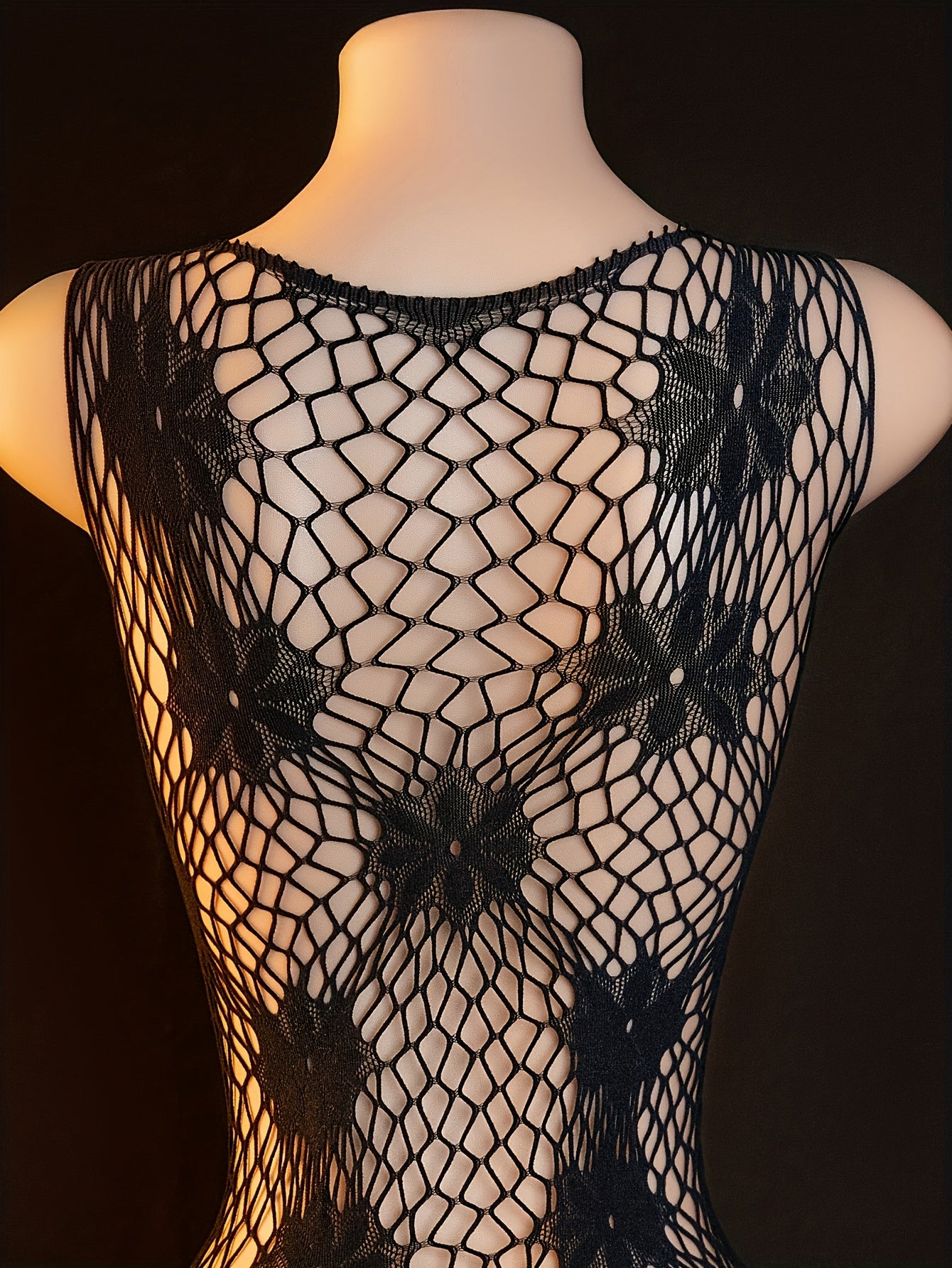 Lace Stockings Lingerie Sleeveless Floral Fishing Net Jumpsuit, Lingerie Jumpsuit Sleepwear, Sexy Black Fishing Net Women'S Jumpsuit Bodysuit