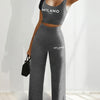 2pcs Halter Neck Crop Top & Drawstring Sweatpants Set, Women's Fashion Two Pieces Sports Set