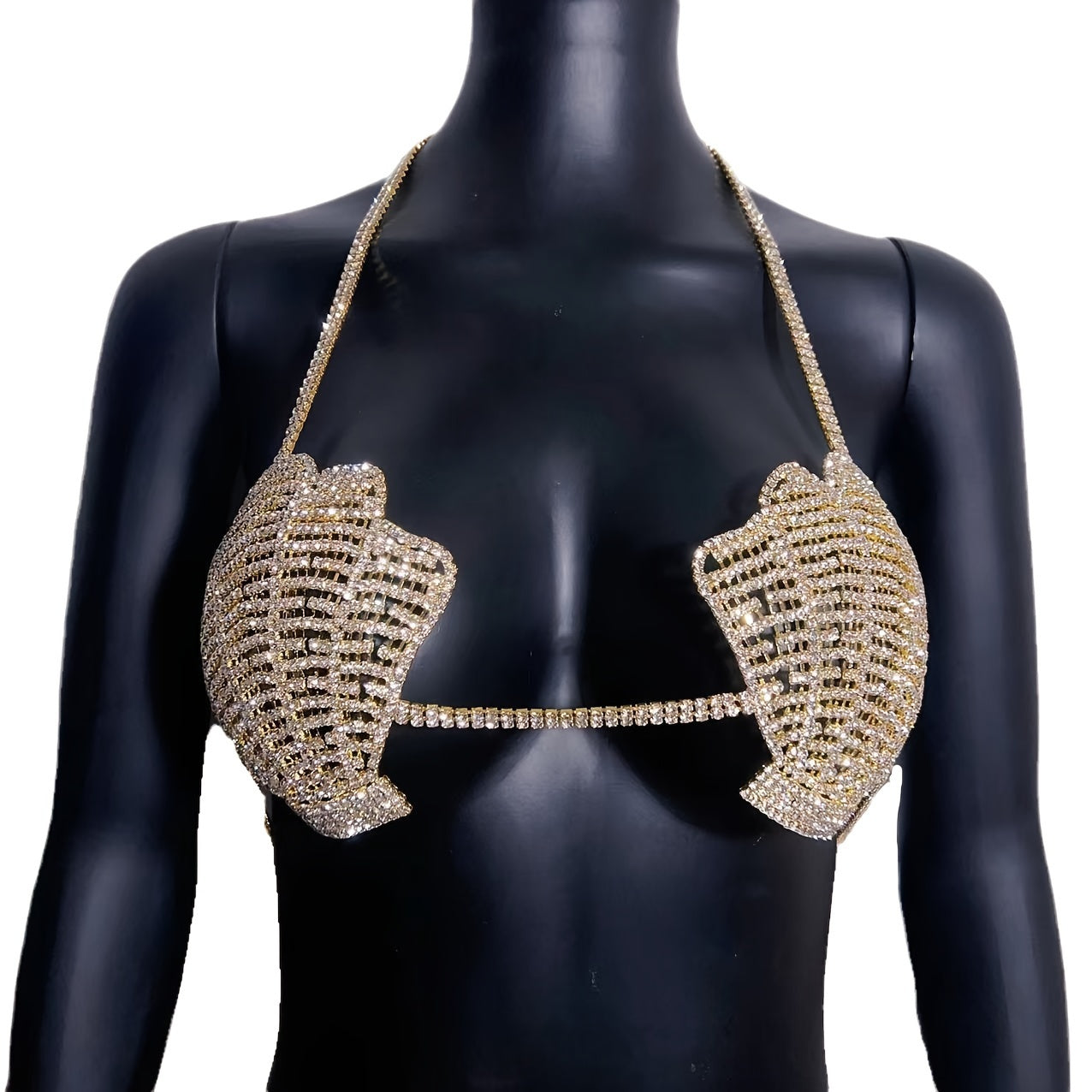 Perfect for Fashionable Ladies: A Dazzling Chest Chain with Rhinestone And A Stunning Hollowed-out Water Diamond Bikini Body Chain, Suitable for Nightclub Accessories