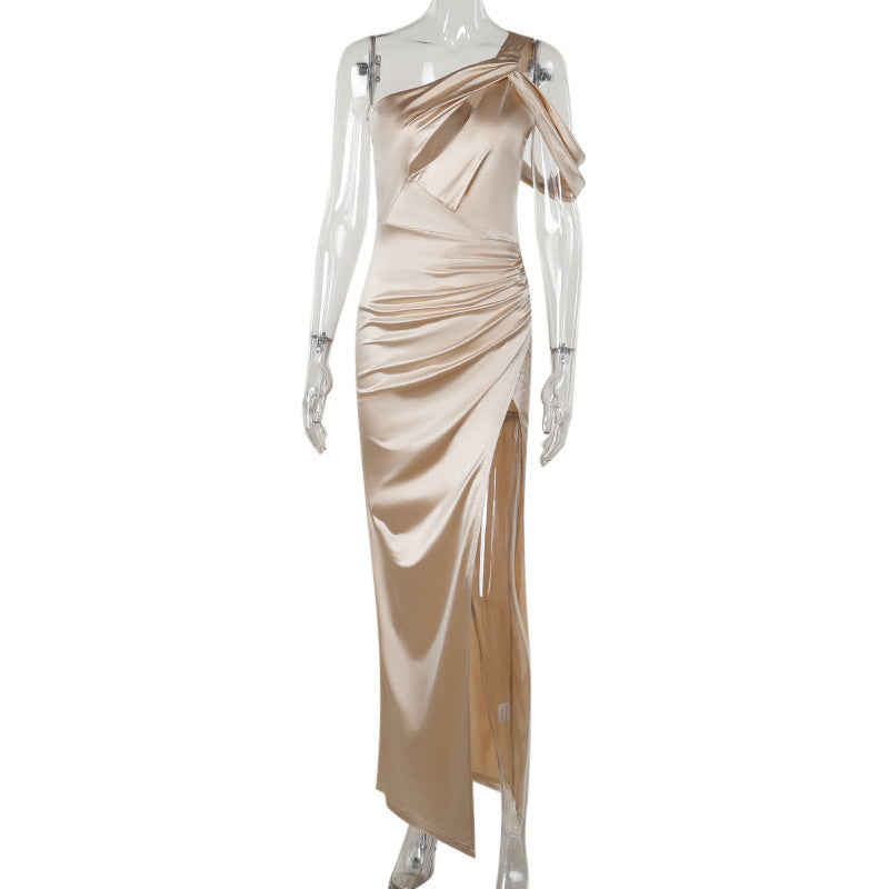 Asymmetrical-slit Formal Dress