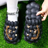 Women's Fashion Trendy Bubble Slippers With Golden Chain, Soft Comfortable Bottom Outdoor Slippers