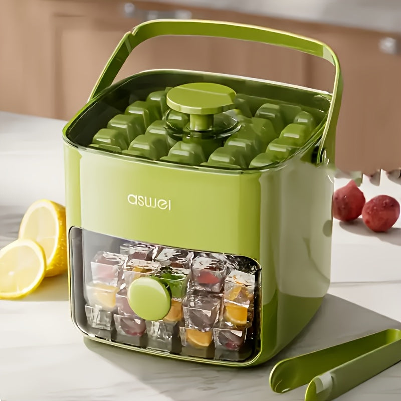 Large Capacity Ice Maker Bucket with Dual Layers and 48 Compartments, Food-Grade Plastic with Built-in Freezer Box, Ideal for Home, Office, and Outdoor Use | Easy-to-Clean Material, Countertop Ice Tray