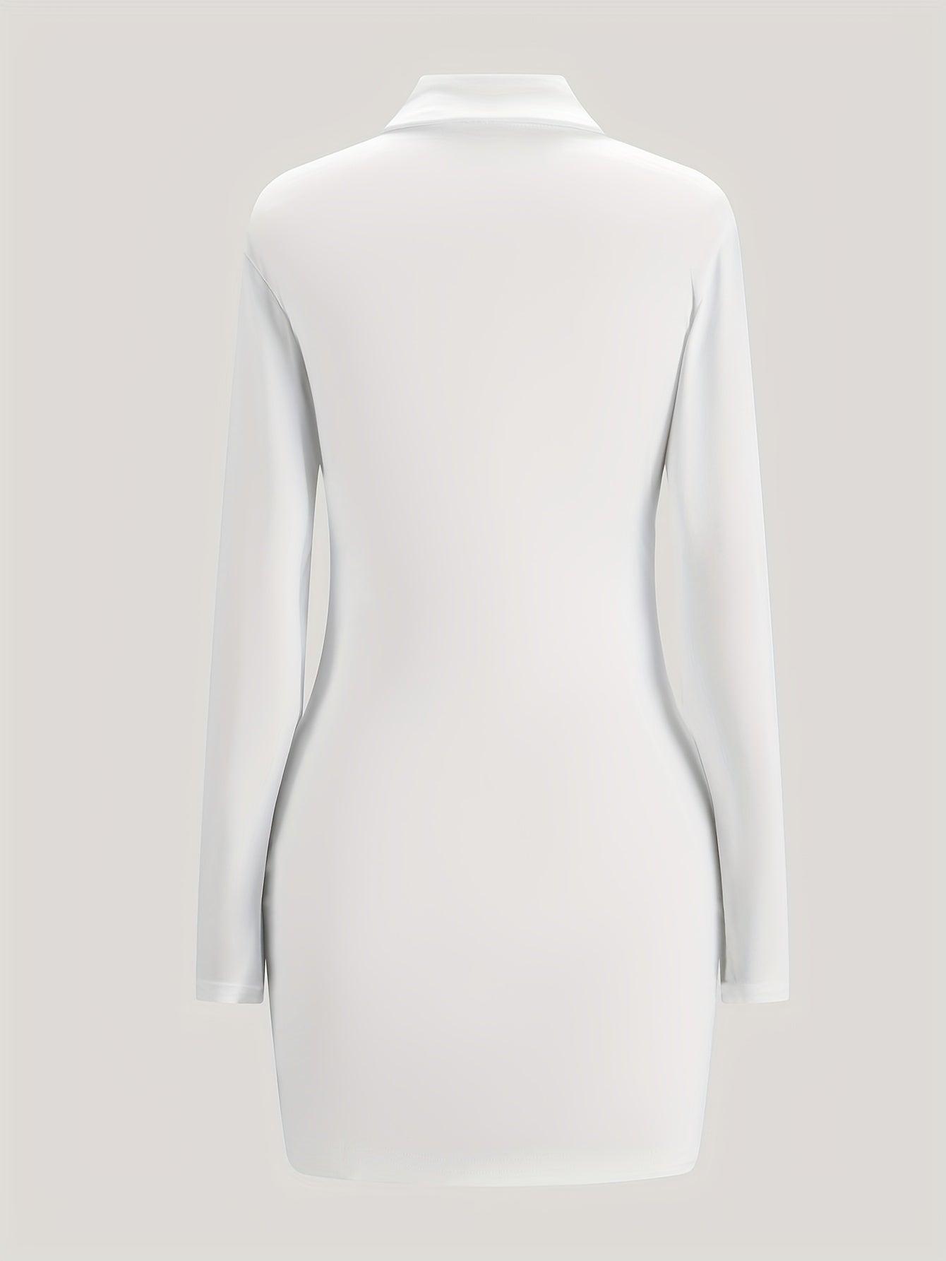 Button Front Solid Shirt Dress, Sexy Long Sleeve Bodycon Dress, Women's Clothing