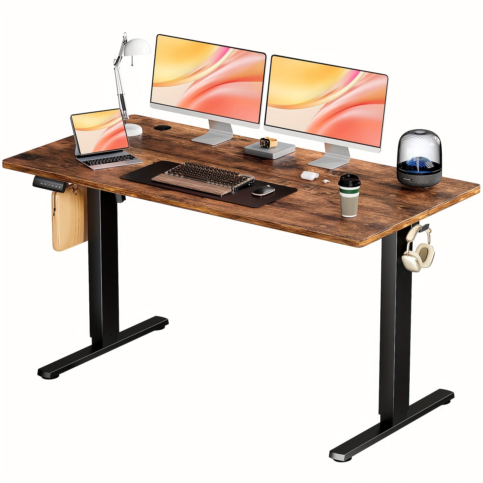 Height Adjustable Electric Standing Desk - 40/48/55/63 Inch Motorized Lift Computer Task Table with Spacious Workspace - Ergonomic Rising Desk for Office and Home with 4 Color Options