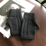 Solid Color Stretch Half Finger Knitted Gloves