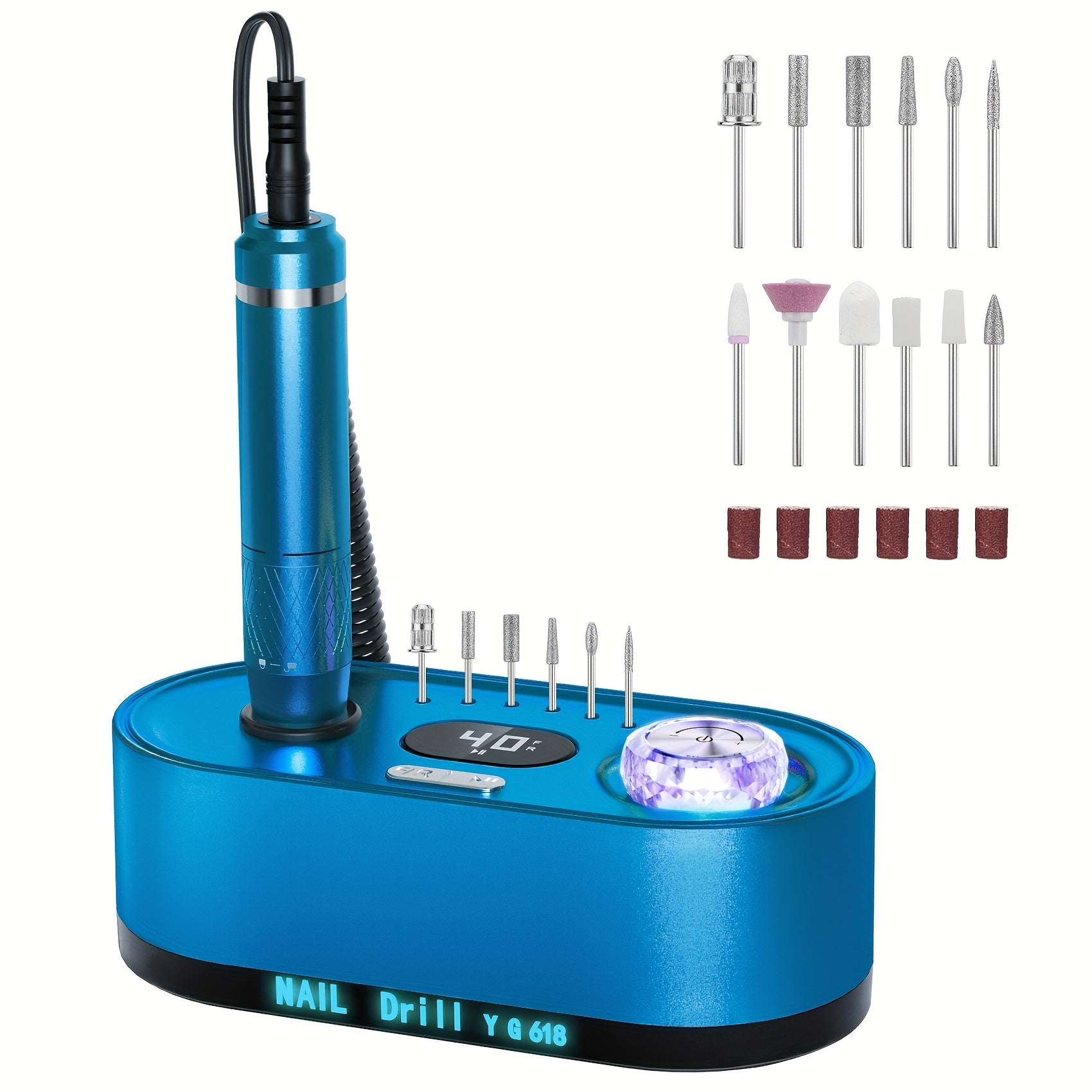Electric Nail Drill Machine 40000RPM Professional Efile Nail Drill Kit, High Speed, Low Heat, Low Noise, Low Vibration, Electric Nail File For Acrylic Gel Nails, Toenail Shaping, Buffing, Grinder Manicure Pedicure Polishing S