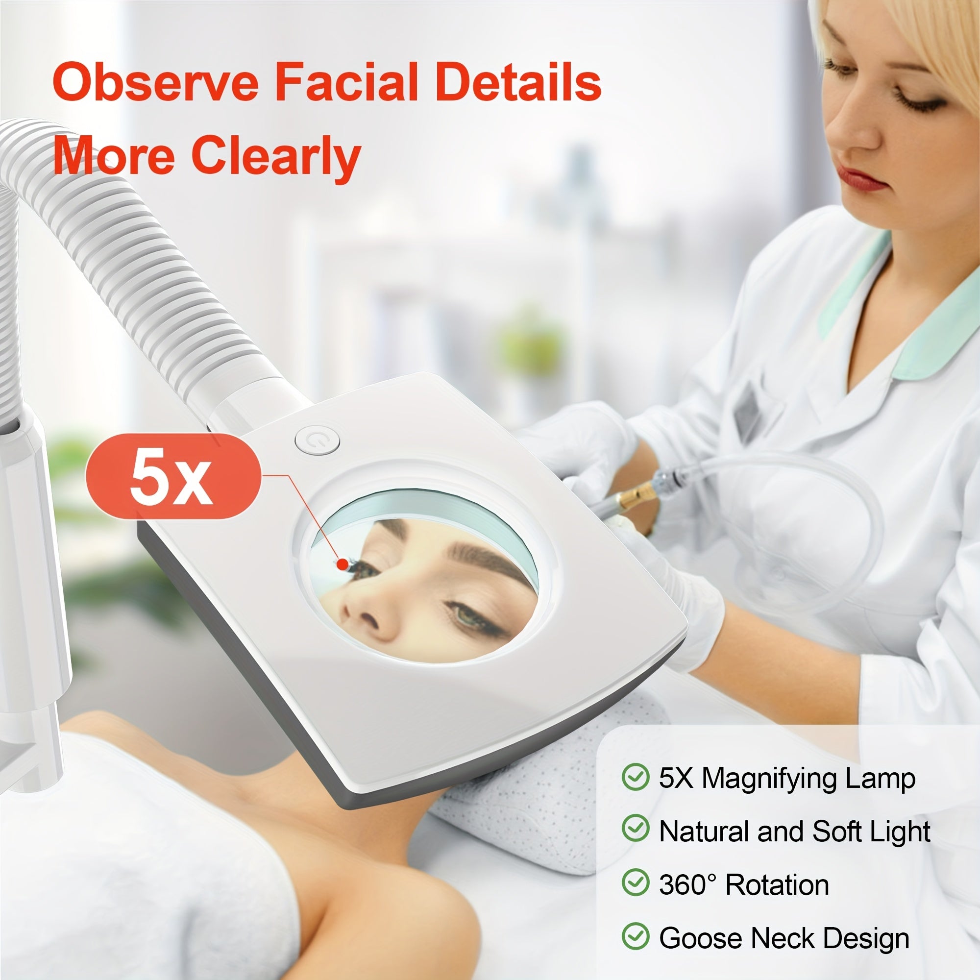 Facial Steamer Professional 2 In 1 Ozone With 5X Magnifying Lamp On Wheels For Spa, Beauty Salon And Home Use, 2-in-1 Esthetician Steamer On Wheels With Ozone And Hot Mist, Ionic Facial Steamer For Facial Deep Cleaning And Mo