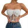 Women'S Bust Tube Tops, Embroidered Flowers Seen Through The Shoulders And Hearts of Everyday Club Parties.