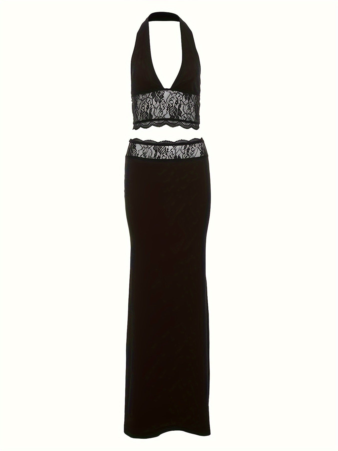 Solid Color Simple Sexy Mature Beautiful Women's Halter Neck Vest Half Skirt Two-Piece Set