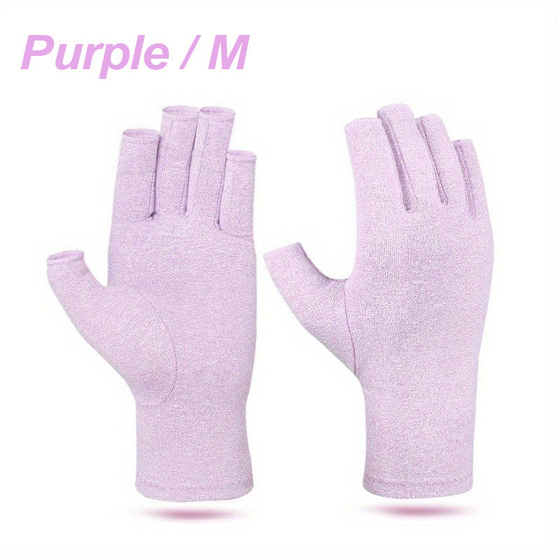1Pair Fingerless Compression Gloves For Women & Men, Hand Joint Wraps, Sports Hand Support Thumb Gloves For Typing, Daily Work, Hand Care - Open Finger Fit