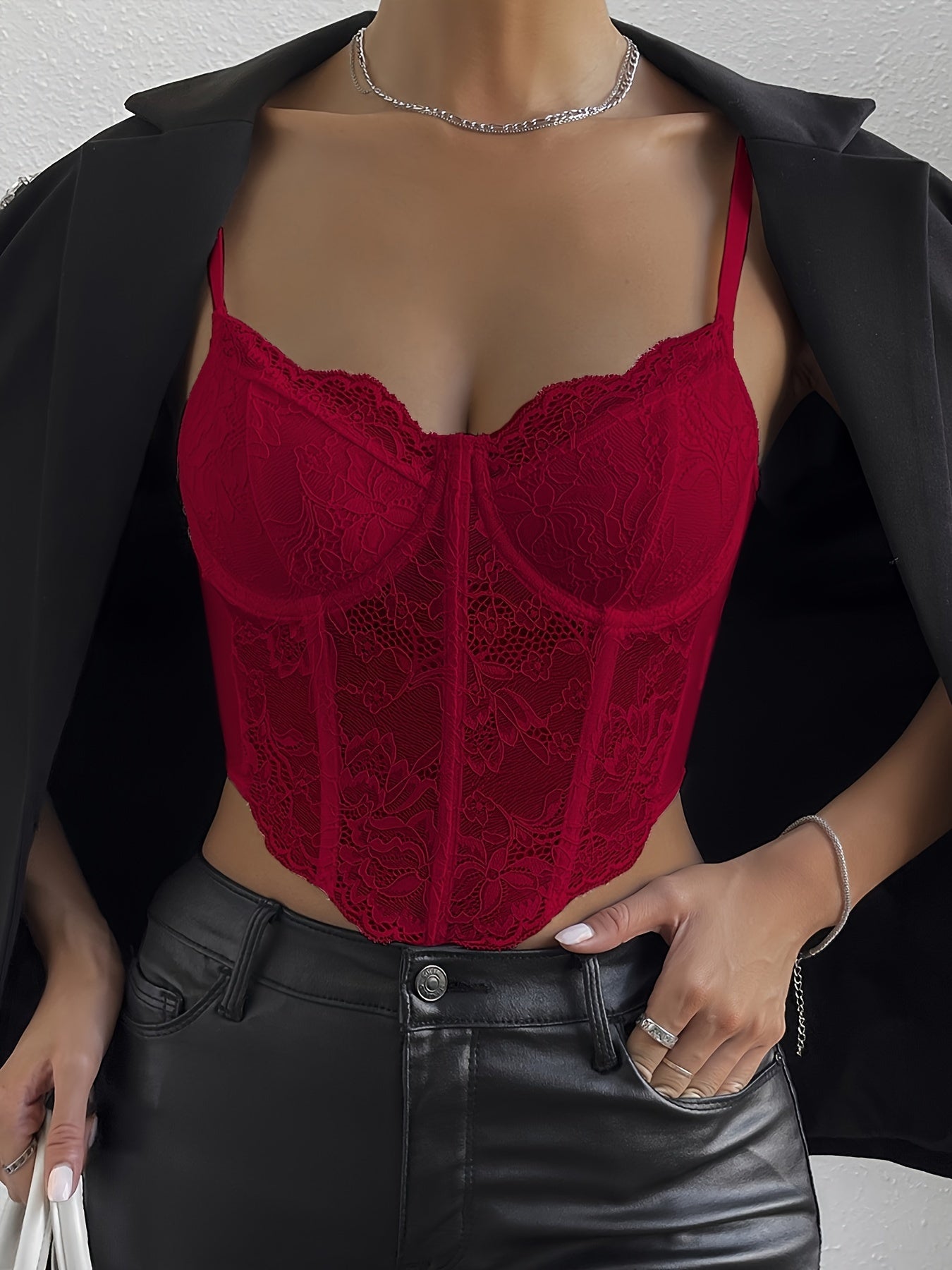 Lace Corset Crop Top - Backless, Sheer Floral Print, Diamond Fishbone Detail, Sexy Camisole for Women - Perfect for Date Night, Party, Clubbing, and Summer Outings