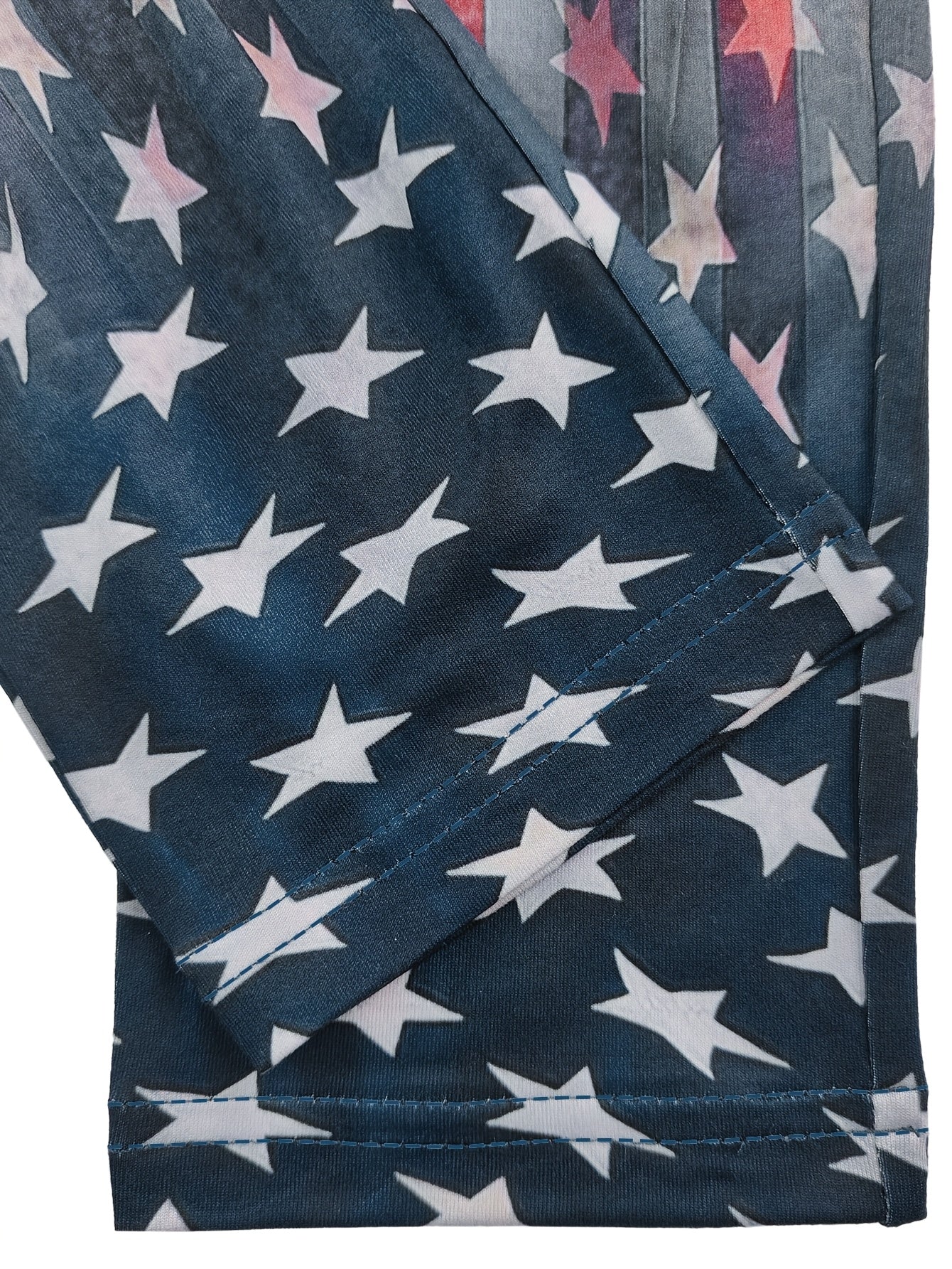 Women's High-Waisted Imitation Denim 3D All-Over Print Leggings - Patriotic American Flag Design, High-Stretch Machine-Washable Yoga Pants for Casual Wear & 4th of July Outfits, Seasonal Fashion | Stylish Flag Pattern | Comfo