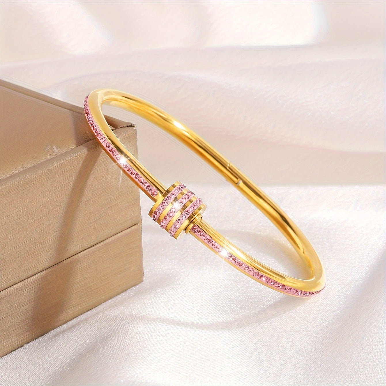 5pcs Elegant Golden-Toned Stainless Steel Bracelet Set with Heart Charms & Sparkling Rhinestones - Ideal Gift for Her, All-Season Wear, Delicate, Single Row Diamond, Triple Layer Diamond