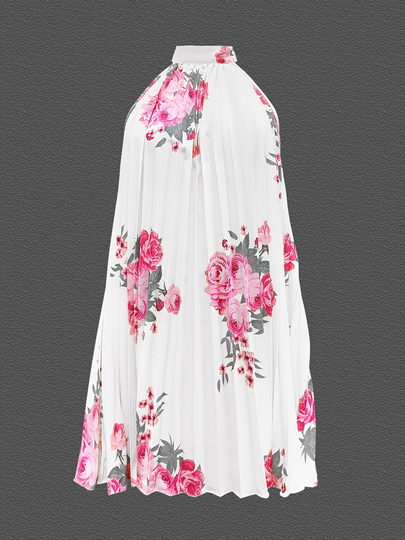 Spring-Summer Chic Choker Style Dress - Sleeveless, Floral Elegance, Women’s Perfect Sundress