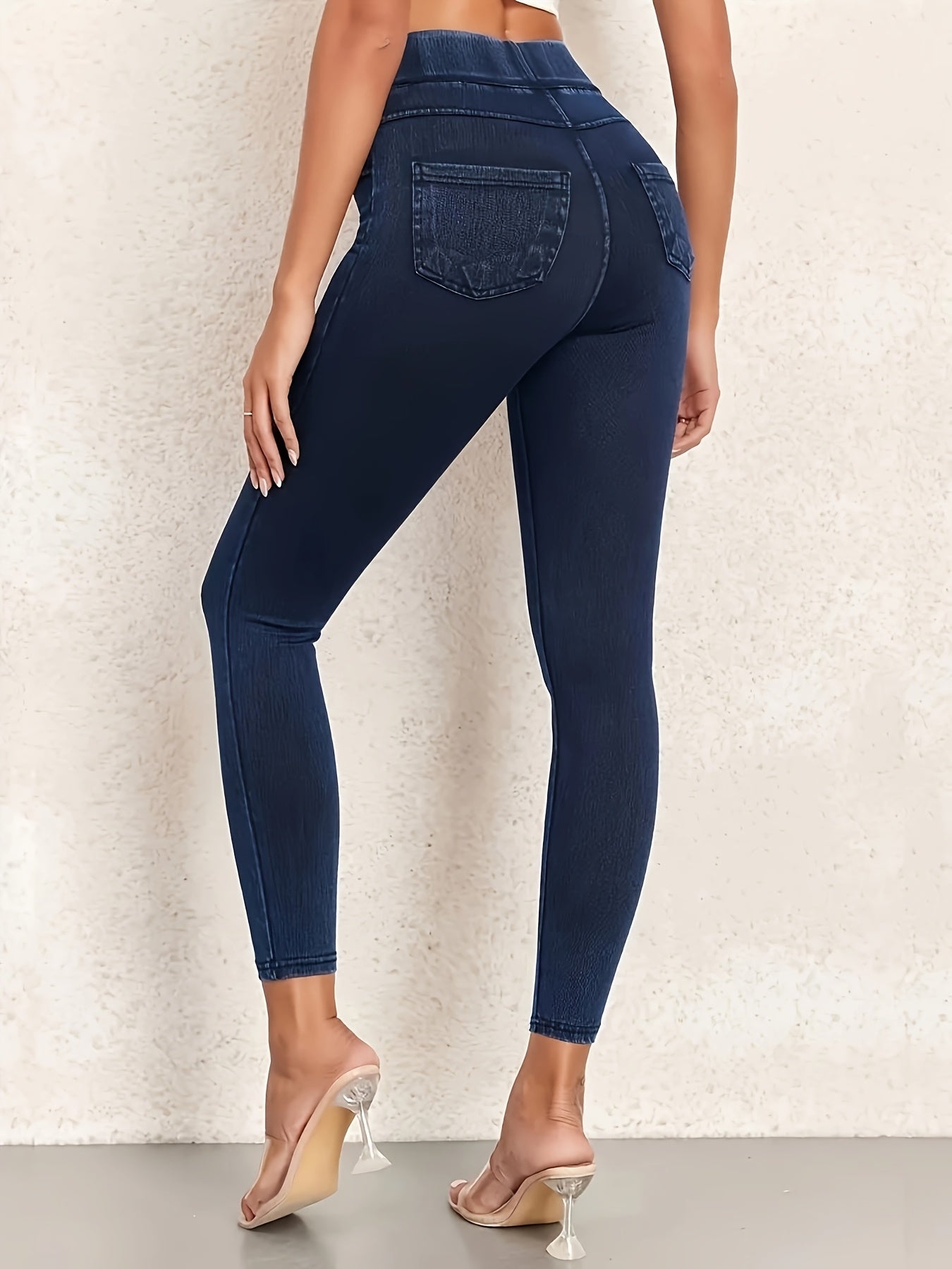 New Stylish Versatile Mid-Thin Jeans, Stretchy Slim-Fit Casual Women'S Denim Pants with Pockets.