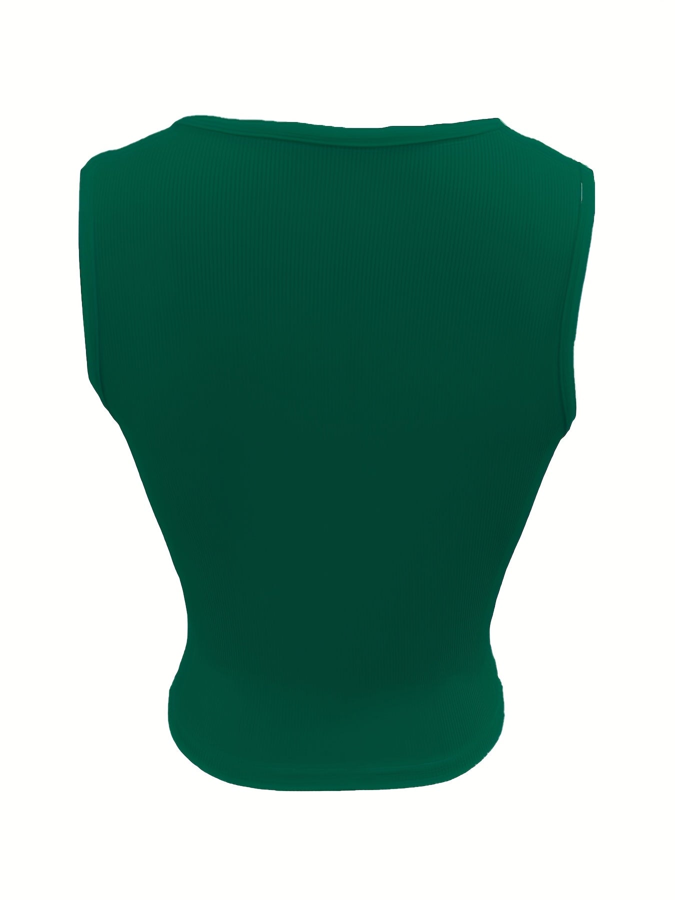 Letter Print Notched Neck Tank Top, Casual Sleeveless Crop Top for Spring & Summer, Women's Clothing