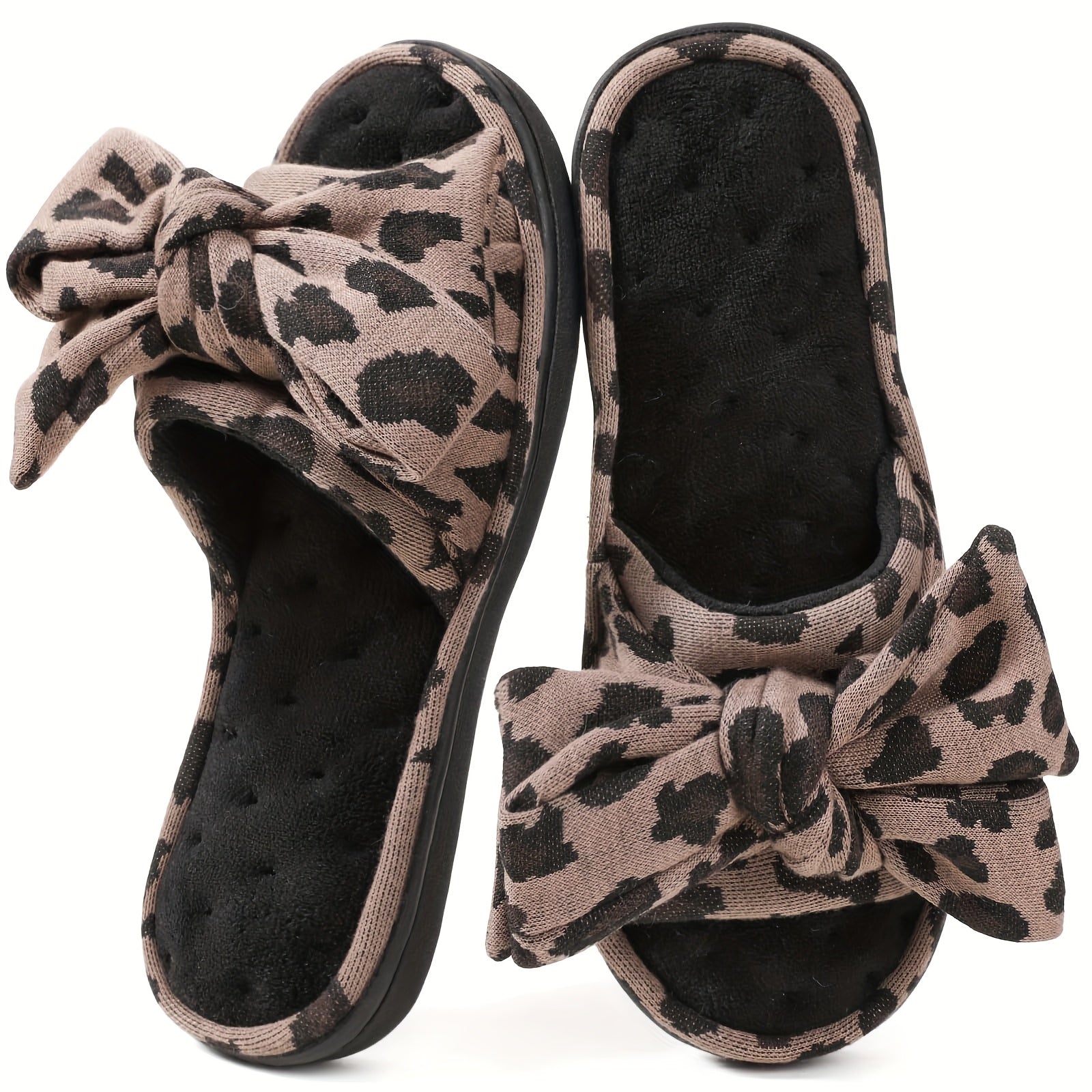 Women's Elegant Slip-on Slippers with Bow - Fabric Upper, TPR Sole, All-Season Comfort | Machine Washable | Stretchy Fit