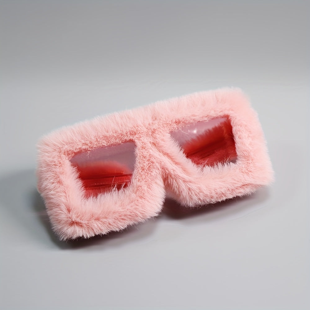 Y2K Fashion Plush Oversized Gradient Glasses, Novelty Fuzzy Party Club Eyewear for Men And Women, Plastic Frame, Hawaiian Theme, Non-Prescription Fun Glasses for And Festive Occasions, Carnival/Mardi Gras/Masquerade