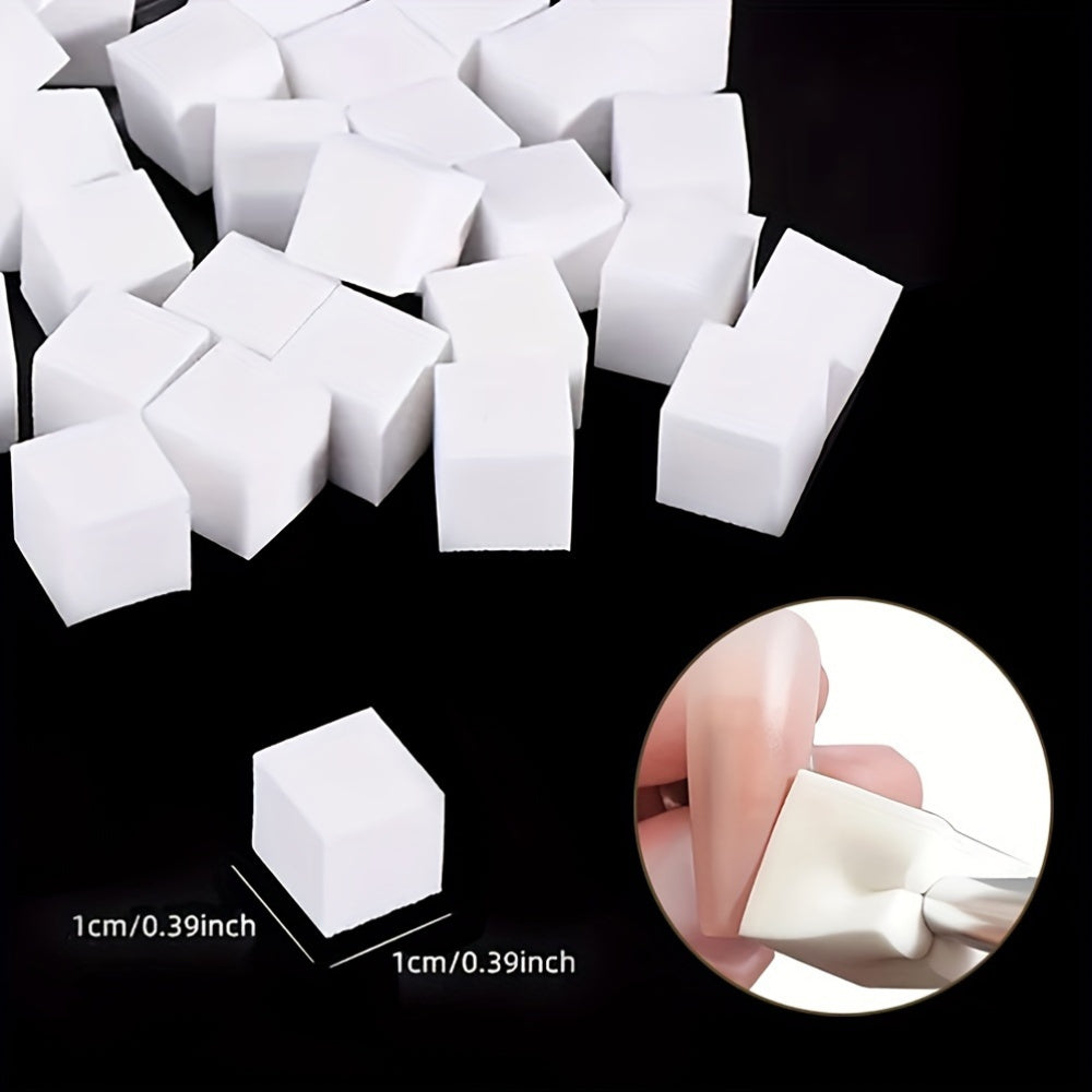 Mini Tofu Block Nail Art Sponge Set – Non-Absorbent Gel Gradient Blender with Nail Claw Grabber Pen Tool, Formaldehyde-Free Nail Accessories Kit