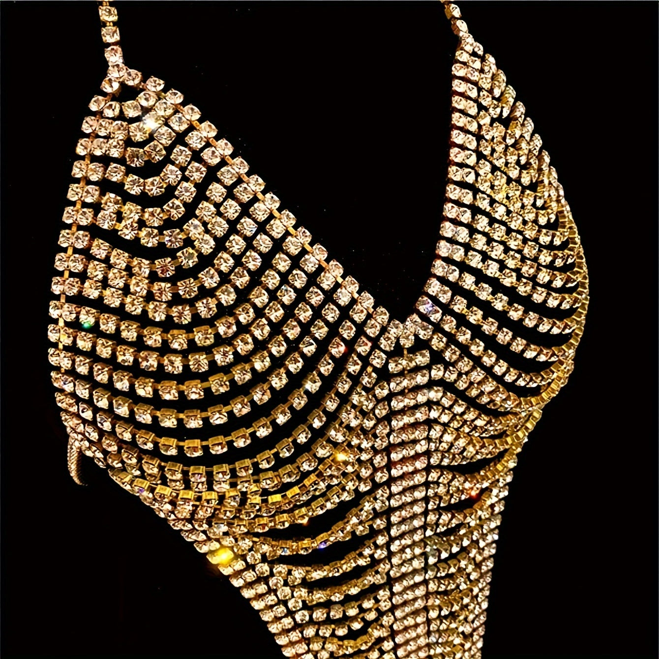 Boho Sexy Body Chain for Women - 1pc Sparkling Rhinestone Bikini Jewelry, No Plating, Artificial Crystal, Gift for Party, Valentine's Day, All Seasons