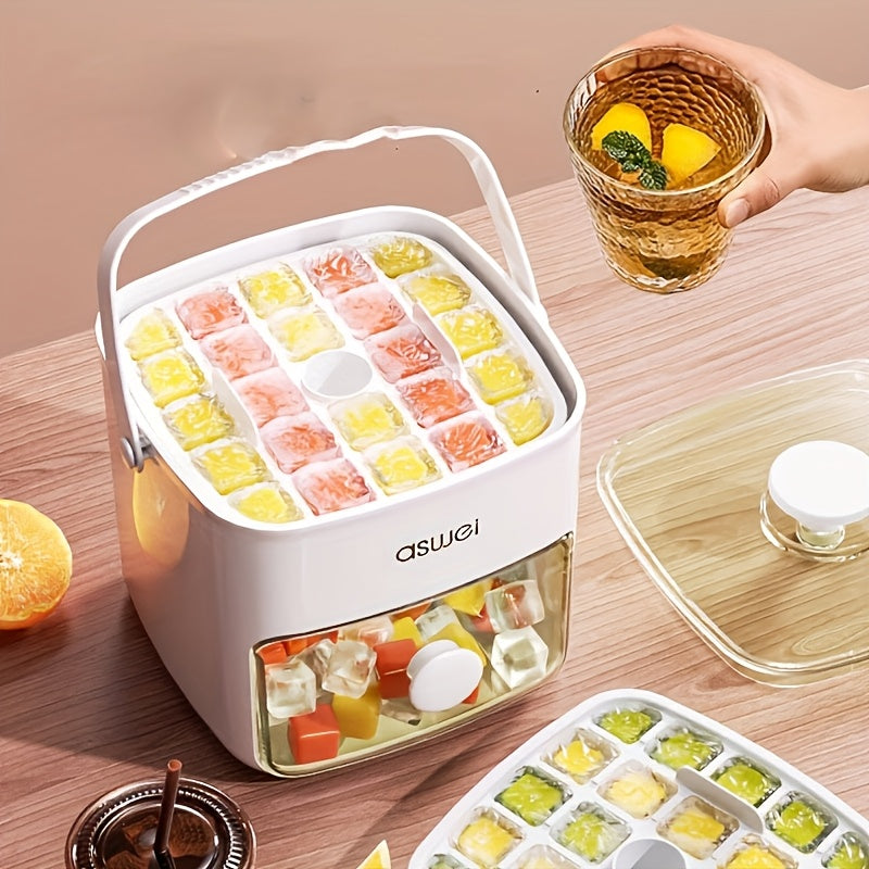 48-Cube Double-Layer Ice Tray Mold with Large Capacity Storage - Easy Press, Multi-Color Ice Maker for Home Use, Durable Plastic